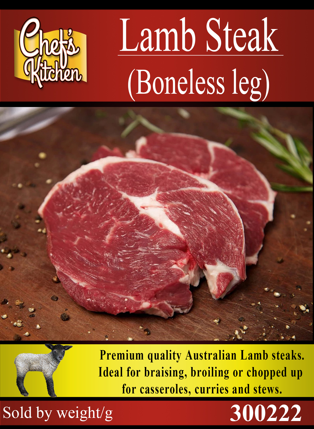 Lamb steak (Australian) Boneless leg (Approximately 300g) – Korat Chef